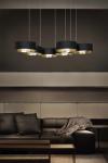 Gold and black round pendant lamp 6 lights  Sound. Masiero. 