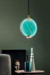 Horo round pendant lamp in green glass. Masiero. 