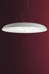 Large round and flat pendant with decorated diffuser Deco S1 90cm white. Masiero. Large round and flat pendant with decorated diffuser Deco S1 90cm white. Masiero.