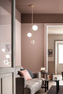 3-light gold-plated metal pendant lamp on rod Posy. Masiero. 