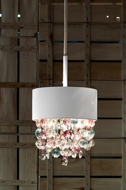 Ola pendant in matt white painted metal. Masiero. 