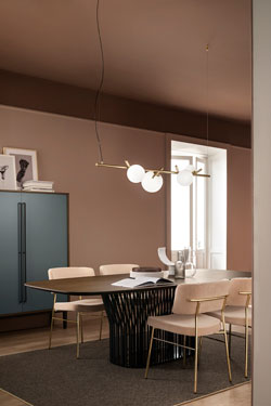 Posy 4-light gold rail pendant light. Masiero. 