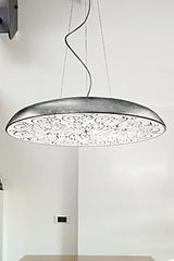 Round and flat pendant with decorated diffuser Deco S1 60cm black. Masiero. Round and flat pendant with decorated diffuser Deco S1 60cm black. Masiero.