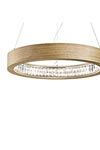 Round pendant in crystal and oak Libe 60cm. Masiero. 