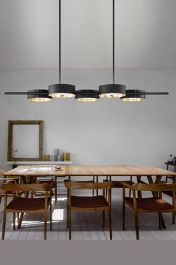 Sound black and gold pendant lamp. Masiero. 