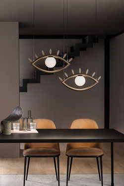 Surrealist Eye pendant lamp in opal Murano glass Visio . Masiero. 