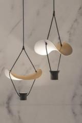 Vollee pendant lamp 2 lights black and gold. Masiero. 