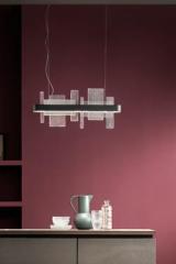 Ribbon suspension longue noire et verre transparent 70cm. Masiero. Ribbon suspension longue noire et verre transparent 70cm. Masiero.