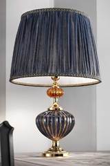 Dark blue and gold Murano glass table lamp. Masiero. Dark blue and gold Murano glass table lamp. Masiero.