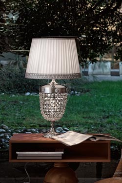 Elegantia large table lamp crystal and silver . Masiero. 