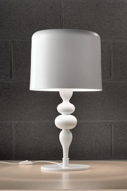 Large Eva table lamp in white lacquered resin and polyurethane. Masiero. 