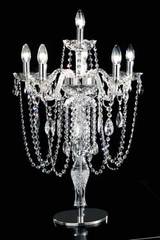 6-light candelabra-style table lamp in clear crystal. Masiero. 6-light candelabra-style table lamp in clear crystal. Masiero.