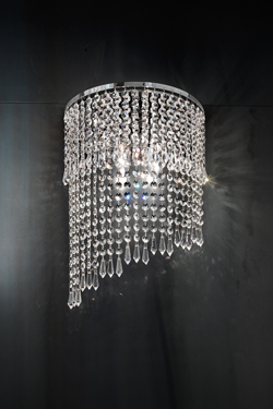 Chrome and crystal 2 lights long wall lamp. Masiero. 