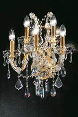 5-light crystal and gold-plated metal bouquet wall light . Masiero. 