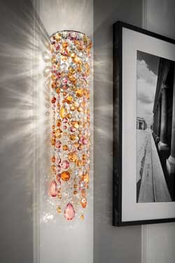 Cylindrical wall light in pink and orange crystal . Masiero. 