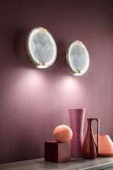 Horo round wall lamp in grey marbled glass. Masiero. 