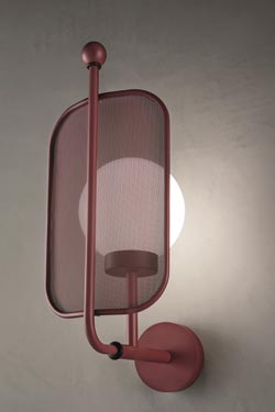 Small contemporary burgundy red wall light Papilio. Masiero. 