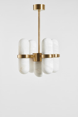 9-light alabaster chandelier from the 70s Pills. Matlight. 