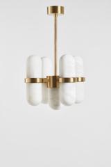 9-light alabaster chandelier from the 70s Pills. Matlight. 