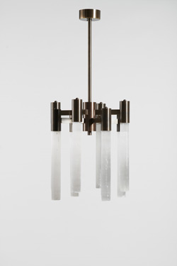Selene bronze and selenite design chandelier. Matlight. 