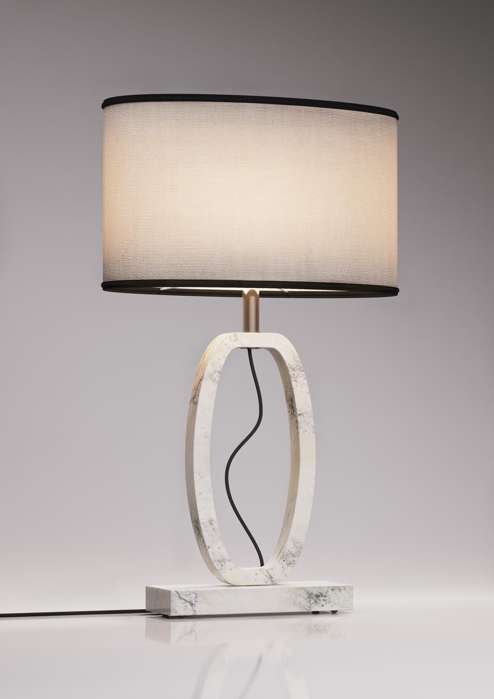 Déco lampe à poser moyen modèle en marbre blanc. Matlight. 