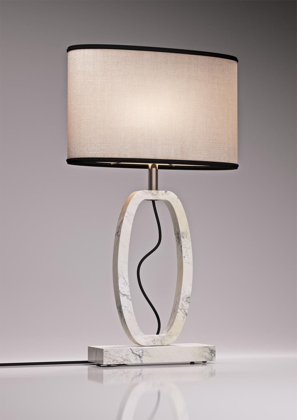 Lampe de table Déco en marbre blanc grand modèle . Matlight. 