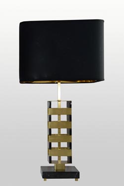 Lampe de table en marbre noir et laiton brossé Jenga. Matlight. 