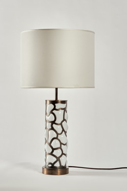 Lampe de table en verre soufflé blanc et bronze Blown Clouds. Matlight. 