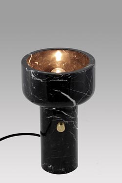Gran coppa, black marble table lamp. Matlight. 