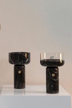 Gran coppa, black marble table lamp. Matlight. 