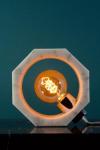 Octagonal white marble table lamp. Matlight. 
