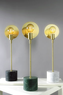 Essential satin brass and green marble Guatemala table lamp . Matlight. 