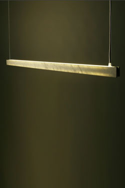 H profile marble white pendant horizontal bar. Matlight. 