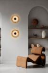 Circle round wall lamp in alabaster and bronze. Matlight. 