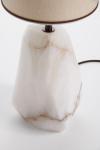 Monolite table lamp in raw alabaster block and linen. Matlight. 