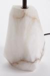 Monolite table lamp in raw alabaster block and linen. Matlight. 