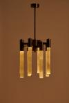 Selene bronze and selenite design chandelier. Matlight. 