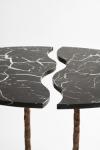 Duo of side tables in black marble by Marquina Swan. Matlight. 