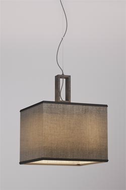 Contemporary simple pendant lampshade in gray cotton and golden interior. Matlight. 