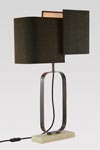 Beige marble and burnished brass table lamp. Matlight. 