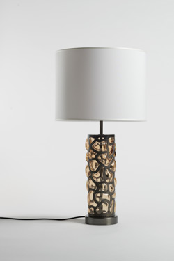 Blown Clouds glass and bronze metal table lamp. Matlight. 