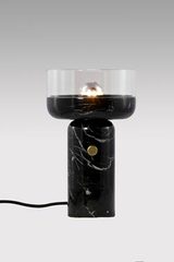 Coppa, black marble and clear glass table lamp. Matlight. 