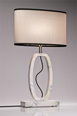 Deco white marble tablelamp large model. Matlight. 