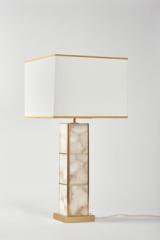 Large Art Deco table lamp in alabaster and brass Mole. Matlight. 