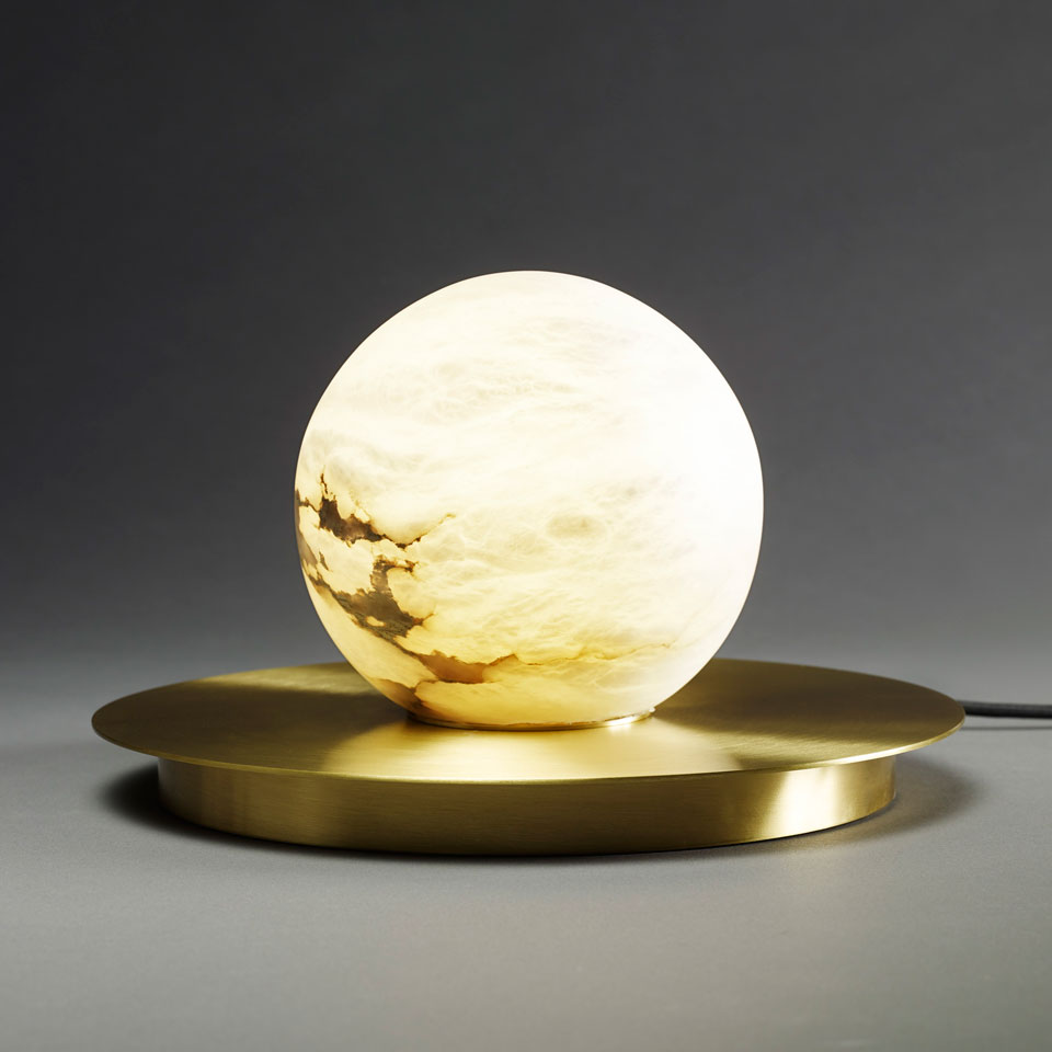 Marble white marble ball table lamp. Matlight. 