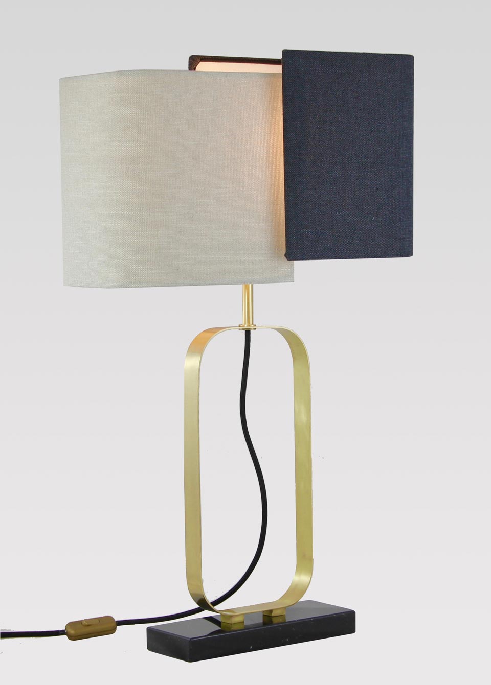 Marquiniablack marble and satin brass table lamp. Matlight. 