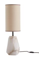 Monolite table lamp in raw alabaster block and linen. Matlight. 