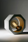 Octagonal grey Bardigliomarble table lamp. Matlight. 