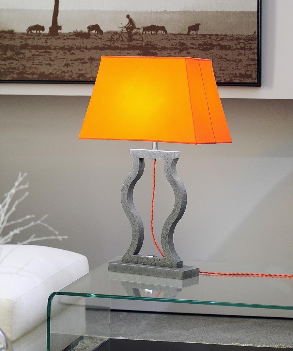 Table lamp orange taffeta shade white interior Classic. Matlight. 