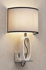 Deco wall lamp in white marble and chrome metal support. Matlight. 